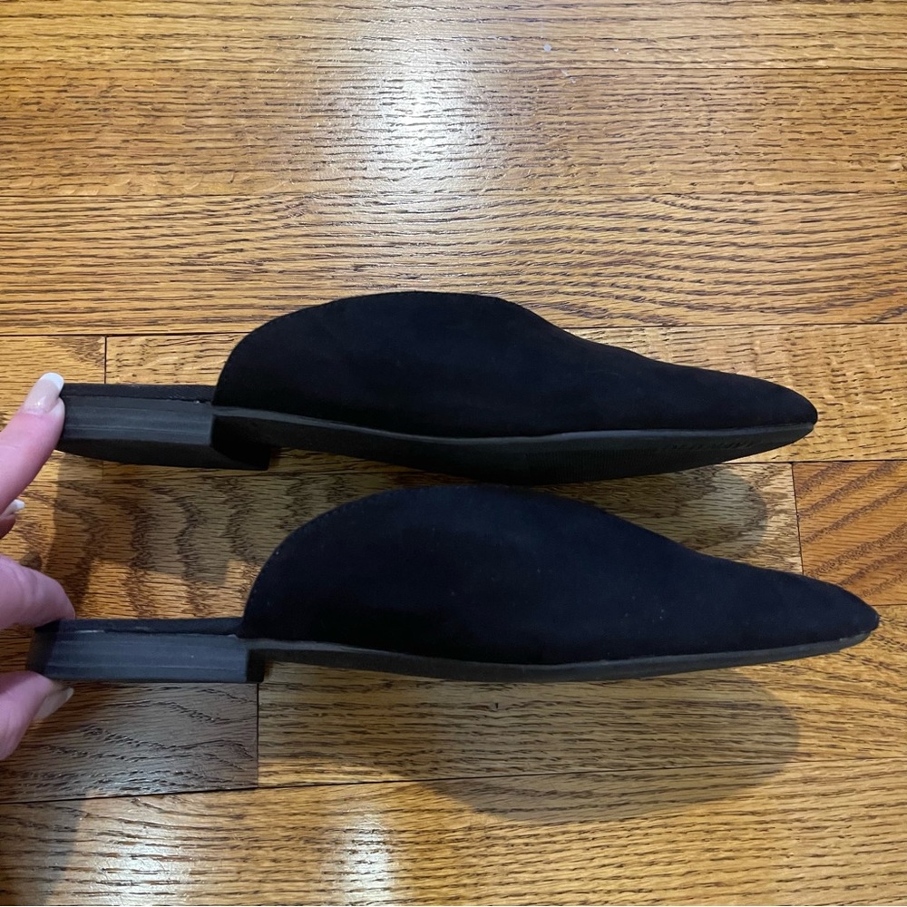 Black Round Toe Faux Suede Mule Slide Shoes - Picture 6 of 10